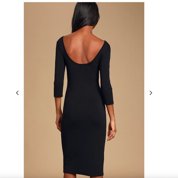 Lulus Black Midi Sheath Cocktail Dress – Size M - Picture 3 of 8